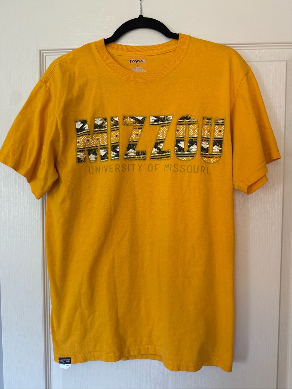 Vintage Jansport Yellow 'MIZZOU' Graphic Short Sleeve Tee